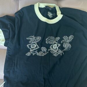 Louis Vuitton Black and Cream Embroidered Tee